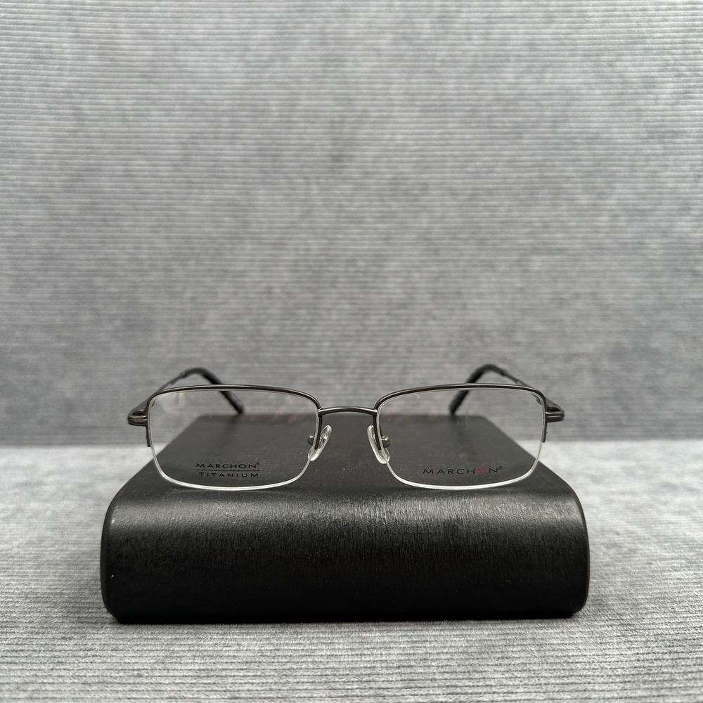 Marchon Proto 17-F Titanium Semi Rimless y2k Eyeglass Frames Black 53-18-140 Vtg